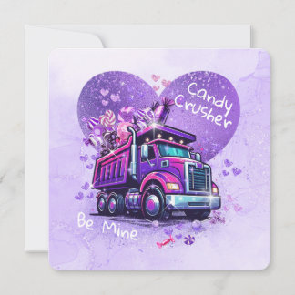 Cute Kids Valentine Purple Truck and Cheeky Poem Card
