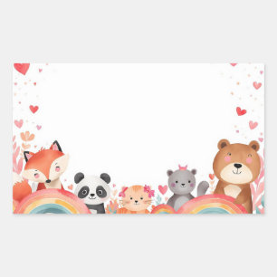 Cute Kids Valentine Stickers Cartoon Animals