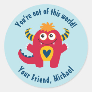 Cute Kids Valentines Day Monster Sticker