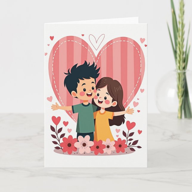Cute Kids Valentines Hug Card (Front)