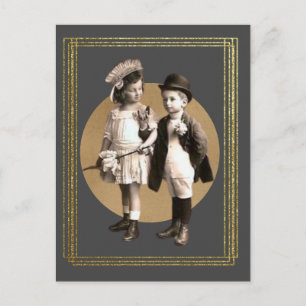 Cute Kids Vintage Framed Photo Postcard