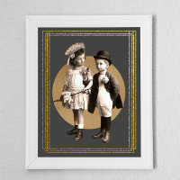 Cute Kids Vintage Framed Photo 