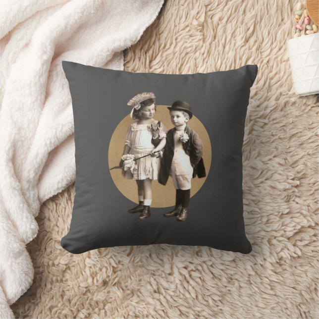 Cute Kids Vintage Photo Cutout Cushion (Blanket)