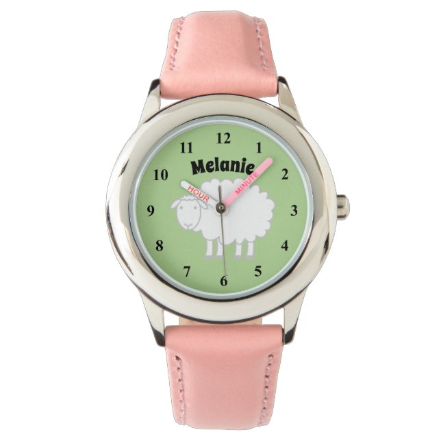 Cute Kid's watch with farm animal and girls name (Front)