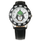 Cute kids watch with funny penguin cartoon design