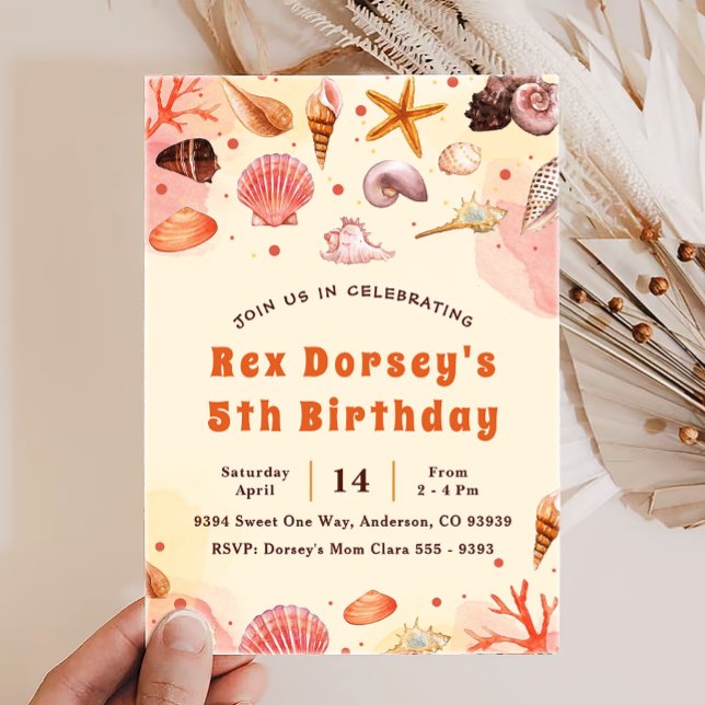Cute Kids Watercolor Oneder the Sea 1st Birthday Invitation (Creator Uploaded)