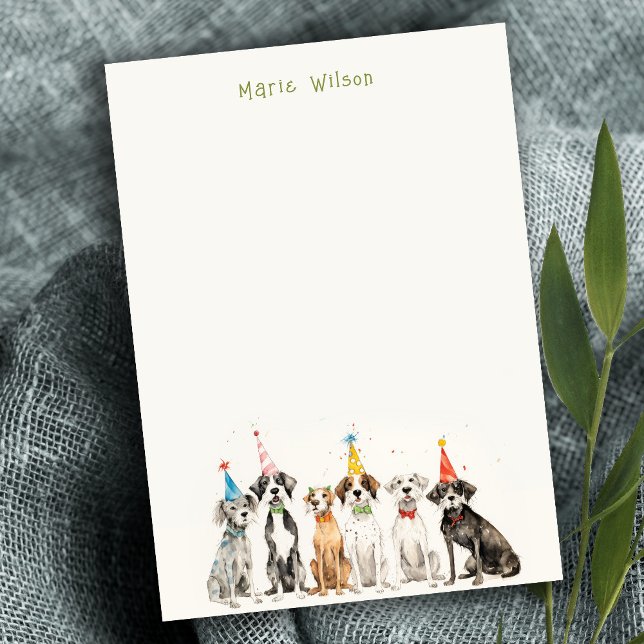 Cute Kids Watercolor Pawty Dog Birthday Party Card (Creator Uploaded)