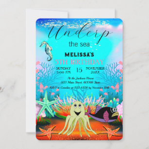 Cute Kids Watercolor under the Sea Birthday  Invitation