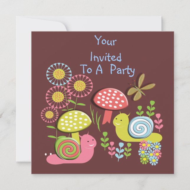 Cute  Kid's Whimsical Nature Scene Party Invites (Front)