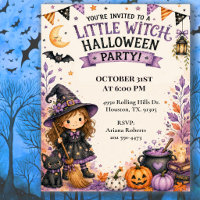 Cute Kids Witch Halloween Party