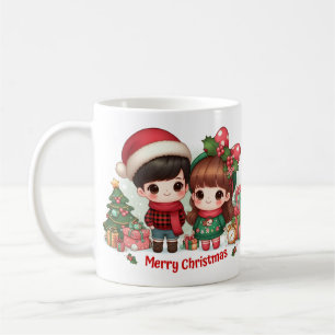 Cute Kids With Greeting Merry Christmas Coffee Mug