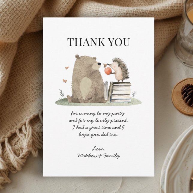 Cute Kid's Woodland Animals Birthday Thank You Card (Creator Uploaded)