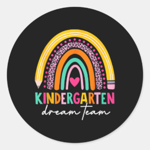 Cute Kindergarten Dream Team Back To School Teache Classic Round Sticker