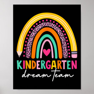 Cute Kindergarten Dream Team Back To School Teache Poster