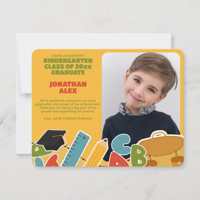 Cute Kindergarten Graduation Announcement (Front)