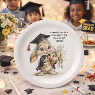  Cute Kindergarten Graduation Bunny Design Paper Plate