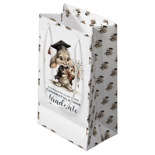  Cute Kindergarten Graduation Bunny Design Small Gift Bag (Front Angled)