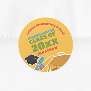 Cute Kindergarten Graduation Classic Round Sticker
