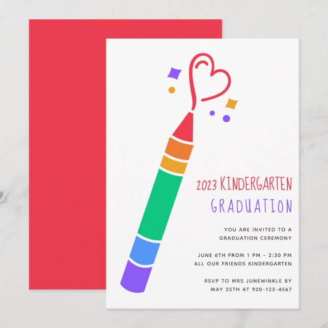 Cute Kindergarten Graduation Invitation (Front/Back)