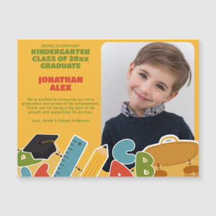 Cute Kindergarten Graduation Magnetic Announcement