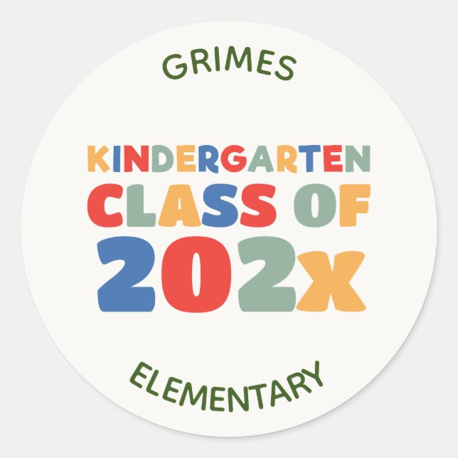 Cute Kindergarten Graduation Party Favour Classic Round Sticker (Front)