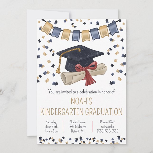 Cute Kindergarten Graduation Party Invitation (Front)