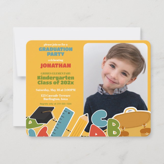 Cute Kindergarten Graduation Party Invitation (Front)