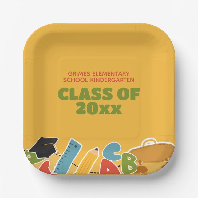 Cute Kindergarten Graduation Party Paper Plate (Front)