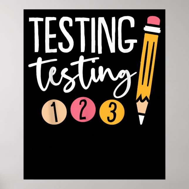 Cute Kindergarten Teacher Black Testing Day Poster (Front)