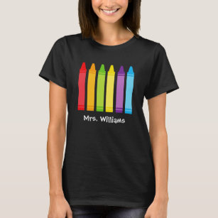Cute Kindergarten Teacher Crayon Personalised T-Shirt