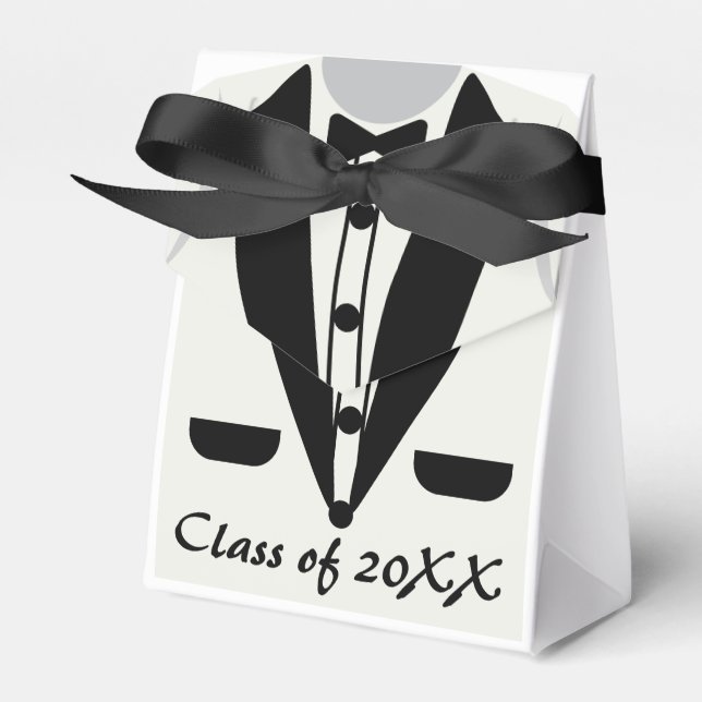 Cute Kindergarten Tuxedo Bow Tie Graduation Favour Box (Front Side)