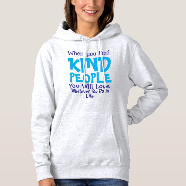Cute KINDNESS Typography Blue Personalise Hoodie (Front)