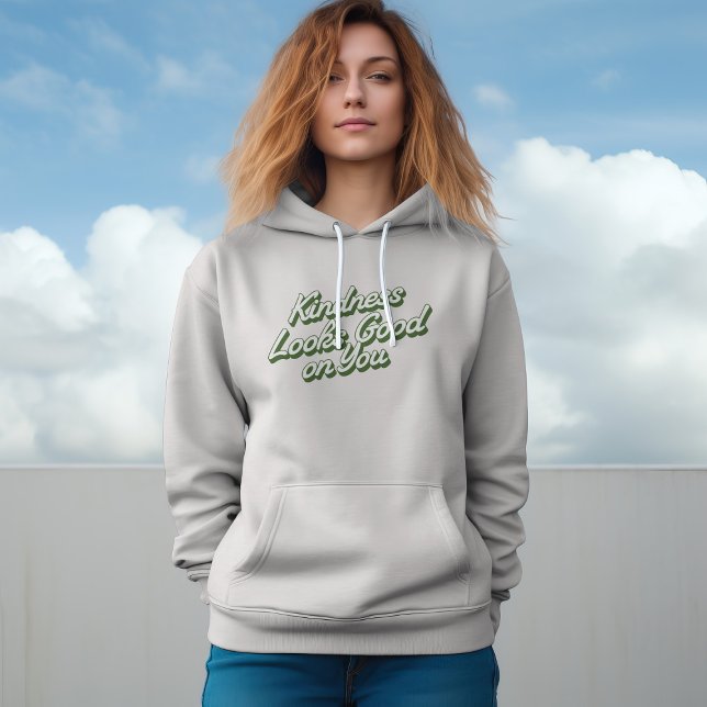 Cute Kindness Typography Green Personalise Hoodie (Creator Uploaded)