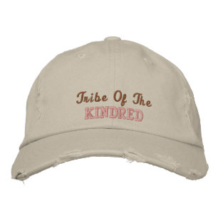 Cute Kindred Tribe Quote Pink Rustic Stone  Embroidered Hat