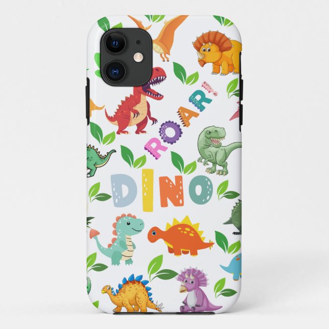 Cute Kinds of Dinosaurs Seamless Case-Mate iPhone Case (Back)