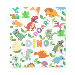 Cute Kinds of Dinosaurs Seamless Notepad