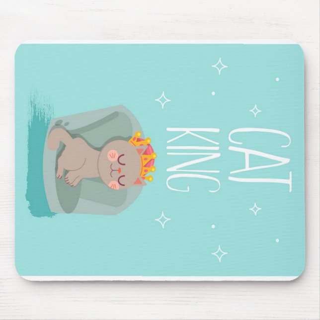Cute King Cat, Cute Kitten Gift, Cat Lover Gift Mouse Mat (Front)