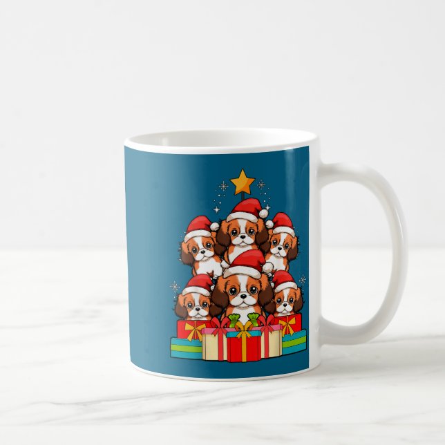 Cute King Charles Cavalier Le Dog Christmas Tree X Coffee Mug (Right)