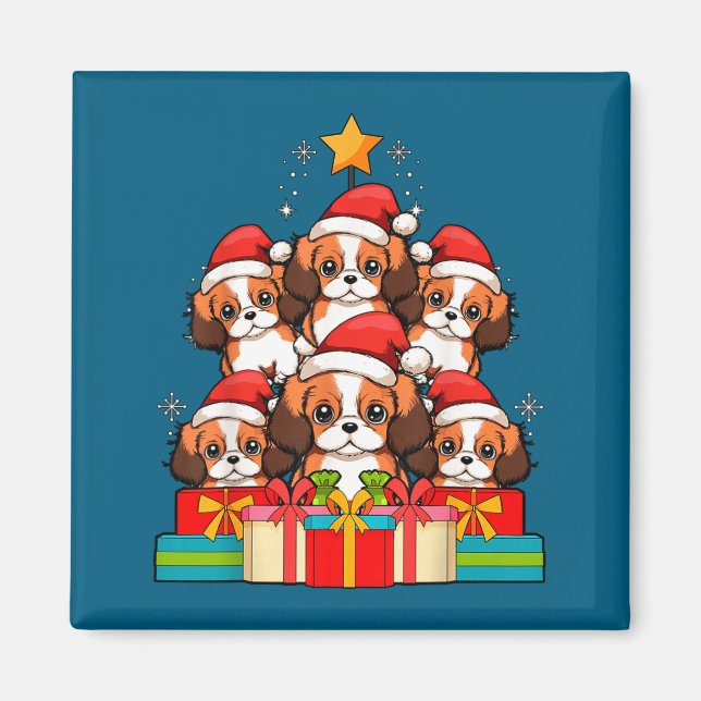 Cute King Charles Cavalier Le Dog Christmas Tree X Magnet (Front)