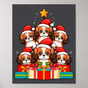 Cute King Charles Cavalier Le Dog Christmas Tree X Poster
