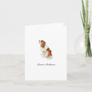 Cute King Charles Spaniel watercolor Folded Thank You Card