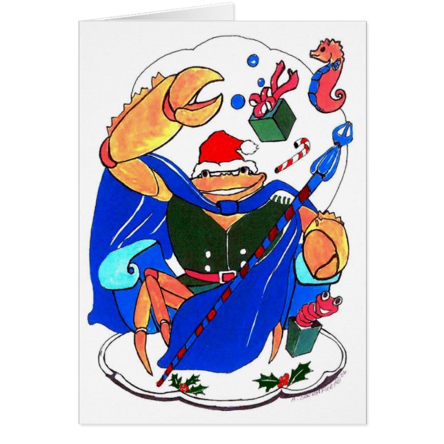 Cute King Crab Alaska Wildlife Christmas Card (Front)
