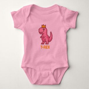 Cute King Dinosaur - Trex Baby Bodysuit