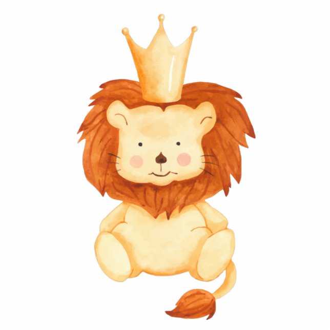  Cute King Lion Boy Baby Shower Cake Topper  Standing Photo Sculpture (Front)