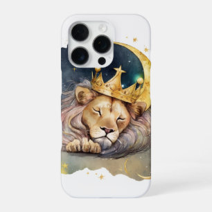 Cute king Lion Sleeping On The Moon iPhone 16 Pro Case