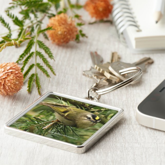 Cute Kinglet Songbird Causes Stir in the Fir Key Ring (Side)
