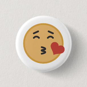 Cute Kiss Emoji Face Cartoon 3 Cm Round Badge