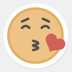 Cute Kiss Emoji Face Cartoon Classic Round Sticker