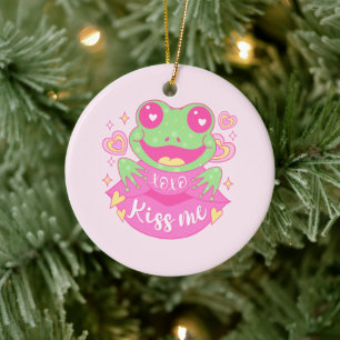 Cute Kiss Me Frog - Xoxo Ceramic Tree Decoration