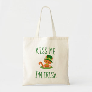 Cute Kiss Me I'm Irish Cat Lover Tote Bag